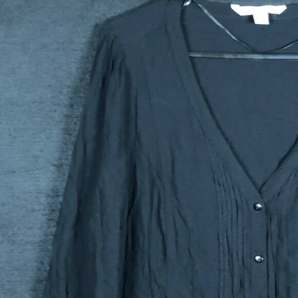 Lauren Conrad Womens Blouse Black V Neck Button Long Sleeve Flowy Lightweight XL - Picture 4 of 12